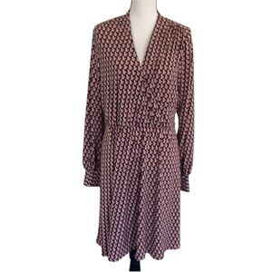 Adrianna Papell Long Sleeve Pink Patterned Dress